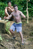 *EXCLUSIVE* Zac Efron and Adam DeVine swing shirtless into a Lake **NO WEB, WEB EMBARGO UNTIL 9 AM PST ON 06/16/15**