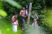 *EXCLUSIVE* Zac Efron and Adam DeVine swing shirtless into a Lake **NO WEB, WEB EMBARGO UNTIL 9 AM PST ON 06/16/15**