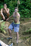 *EXCLUSIVE* Zac Efron and Adam DeVine swing shirtless into a Lake **NO WEB, WEB EMBARGO UNTIL 9 AM PST ON 06/16/15**