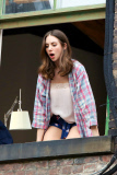 Alison Brie gets animated outside a Window for "How to Be Single" - Part 2