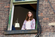 Alison Brie gets animated outside a Window for "How to Be Single" - Part 2