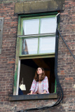 Alison Brie gets animated outside a Window for "How to Be Single" - Part 2