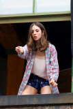 Alison Brie gets animated outside a Window for "How to Be Single" - Part 2