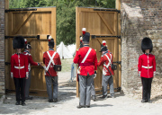 Commemoration of the Bicentenary of the Battle of Waterloo. Hougoumont Farm, Braine-l ' Alleud, Belgium - 17 Jun 2015