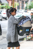 *EXCLUSIVE* Hilaria Baldwin arrives home with new baby Rafael