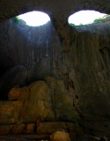 Bungee jumpers at the Prohodna cave, Karlukovo, Bulgaria - 21 Jun 2015