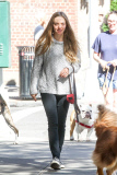 A make-up free Amanda Seyfried takes her best bud Finn for his morning walk
