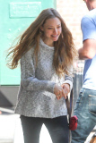 A make-up free Amanda Seyfried takes her best bud Finn for his morning walk