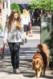 A make-up free Amanda Seyfried takes her best bud Finn for his morning walk