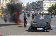 Paris French taxi drivers protesting against Uber