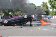 Paris French taxi drivers protesting against Uber