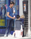 FAMEFLYNET - Exclusive: Jamie Dornan Spotted Out With His Wife And Daughter In Notting Hill