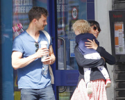 FAMEFLYNET - Exclusive: Jamie Dornan Spotted Out With His Wife And Daughter In Notting Hill