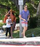 PREMIUM EXCLUSIVE Gerard Butler treats girlfriend Morgan Brown and her daughter to lunch