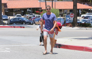 PREMIUM EXCLUSIVE Gerard Butler treats girlfriend Morgan Brown and her daughter to lunch