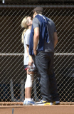 EXCLUSIVE: Reese Practing Softball While Jake Watches On (USA AND OZ ONLY, NO BLOGS) 