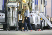 *PREMIUM EXCLUSIVE* **NO WEB, WEB EMBARGO UNTIL 1PM PST ON JULY 02, 2015**  Miley Cyrus takes Stella Maxwell to the set of her new music video  *MUST CALL FOR PRICING*