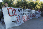 Protest outsied Mega TV channel - Athens, Greece