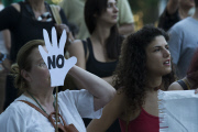 Protest outsied Mega TV channel - Athens, Greece
