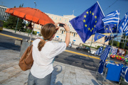 Pro Europa Kundgebung vor dem Parlament in Athen
