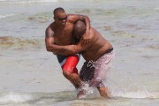Shemar Moore and his cousin get playful in Miami