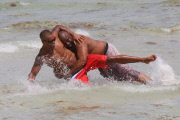 Shemar Moore and his cousin get playful in Miami