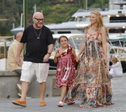 KYLIE MINOGUE WITH DOMENICO DOLCE GET DOWN FROM D&G YACHT IN PORTOFINO