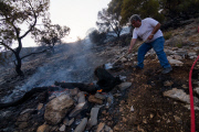 Greece: Fire burns on mountain Hymettus