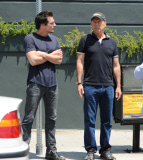 PREMIUM EXCLUSIVE Bruce Willis lunches with Len Wiseman after a body was found in Demi Moore's home this morning
