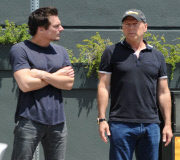 PREMIUM EXCLUSIVE Bruce Willis lunches with Len Wiseman after a body was found in Demi Moore's home this morning