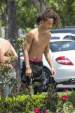 *EXCLUSIVE* Shirtless Jaden Smith shows off his skills on his skateboard