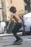*EXCLUSIVE* Shirtless Jaden Smith shows off his skills on his skateboard