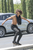 *EXCLUSIVE* Shirtless Jaden Smith shows off his skills on his skateboard