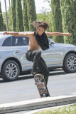 *EXCLUSIVE* Shirtless Jaden Smith shows off his skills on his skateboard