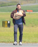 Ben Affleck Arrives In Atlanta With A New Puppy! 