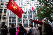Demonstration against the Turkish government outside the Turkish Embassy, Brussels, Belgium - 20 Jul 2015