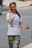 Juliette Lewis takes a morning walk with her dog