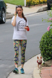Juliette Lewis takes a morning walk with her dog