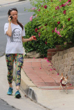 Juliette Lewis takes a morning walk with her dog