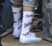 PREMIUM EXCLUSIVE Justin Bieber wearing shocking socks at skate park with Hailey Baldwin 