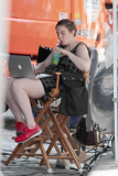 Lena Dunham Taking a Break on the Set of Girls