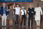 NY:  John Lennon Tapestry Unveiled By Bono And Ono