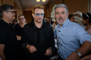 NY:  John Lennon Tapestry Unveiled By Bono And Ono