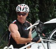 PREMIUM EXCLUSIVE Dennis Quaid in some serious cycling gear showing serious muscles