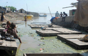 India:Flood water in Ganga river