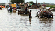 India:Flood water in Ganga river