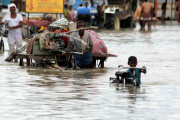 India:Flood water in Ganga river