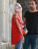 Tara Reid enjoys an after lunch cigarette