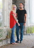 Tara Reid enjoys an after lunch cigarette