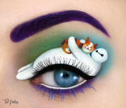 Make up artist Tal Peleg creates beautiful art on her eyelids, Israel - Aug 2015